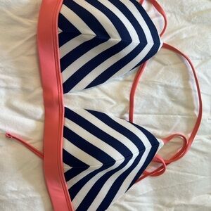 Southern Tide Bikini Top with Coral and Navy Accents